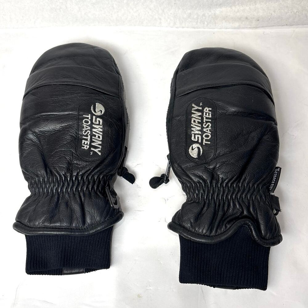 SWANY Toaster Ski Snowboard Leather Mittens Gloves Women's Size Small Black